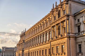 Vienna, Austria - July 23, 2024: Building facades in the early morning in Vienna
