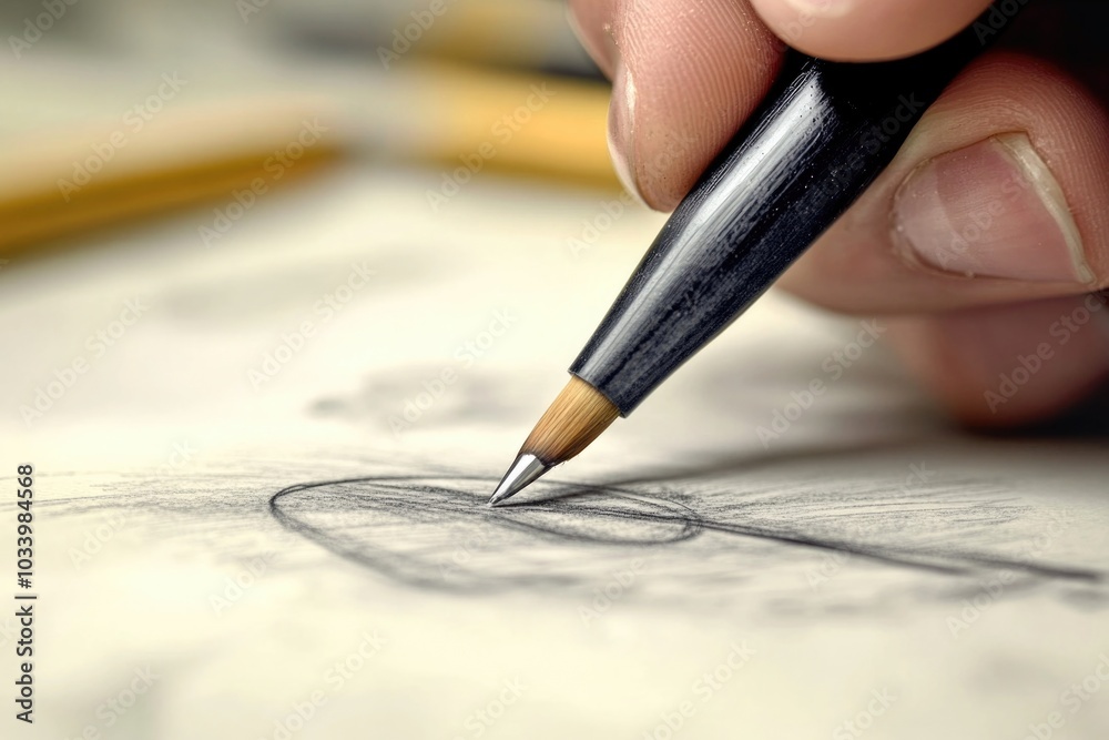 Poster a person creating an illustration of a heart on a piece of paper