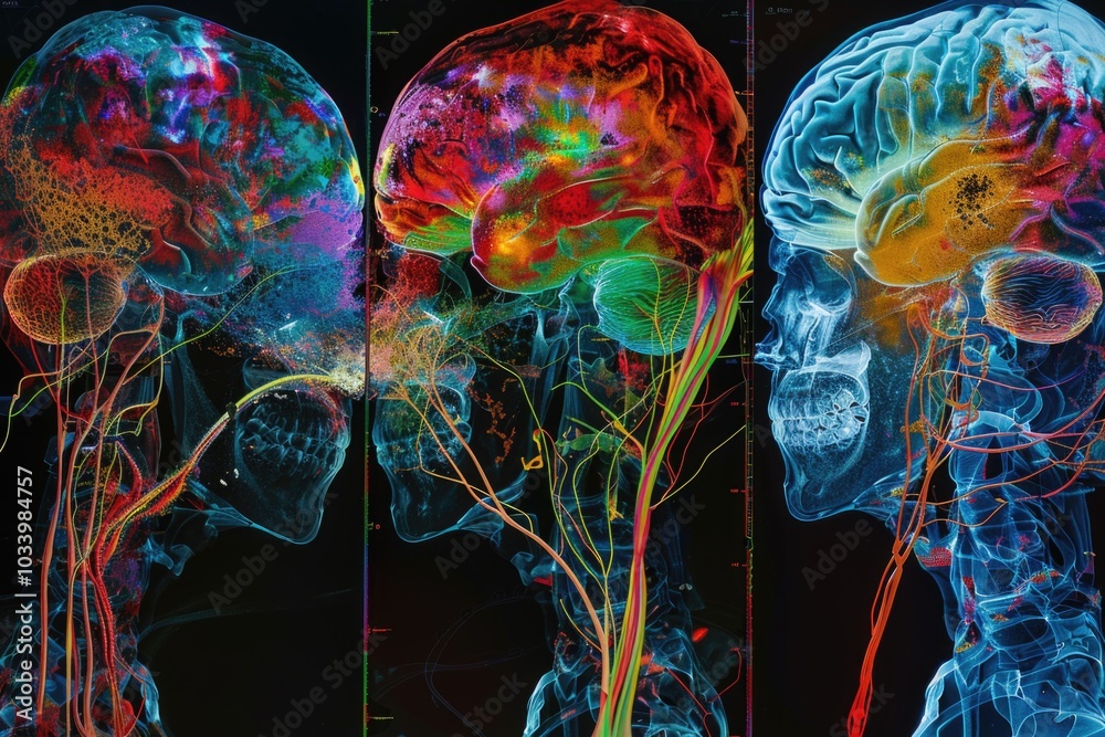 Aufkleber anatomical illustration of the human brain showing various structures and layers