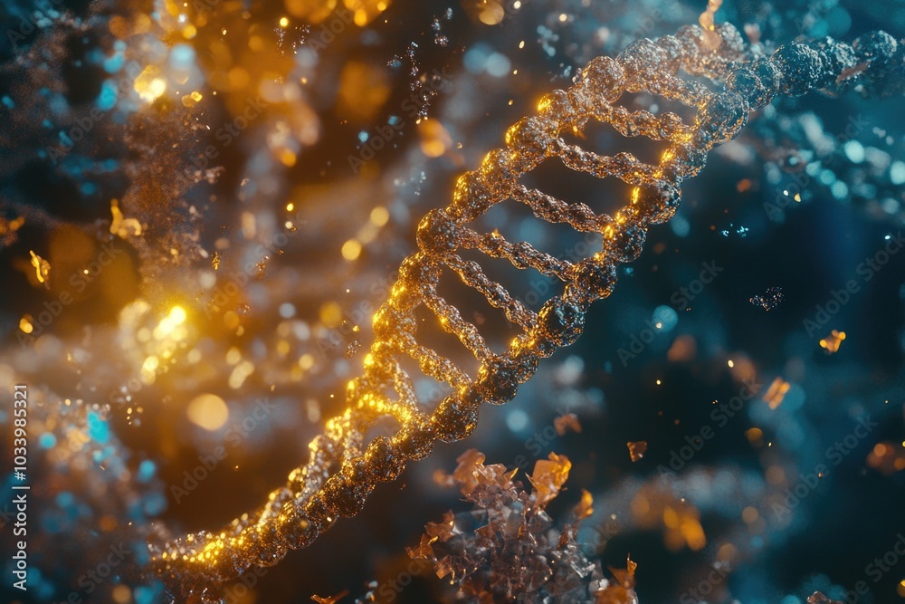 Poster a close-up view of the double helix dna structure, ideal for use in science and biology illustration
