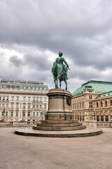 Fototapeta premium Vienna, Austria - July 23, 2024: Statue of Archduke Albrecht in Vienna 