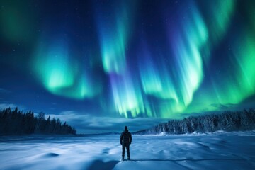Obraz premium Outdoors nature winter aurora.