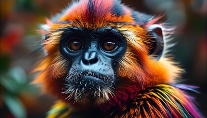 Colorful exotic lion tamarin, Generative AI