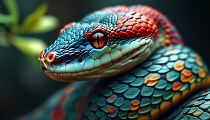 Obraz premium colorful exotic snake, Generative AI