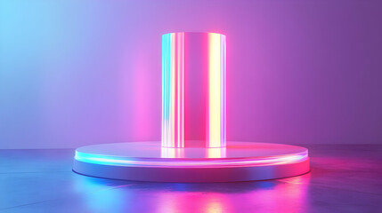 3D Holographic Campaign Podium with Rising Donation Meter | Fundraising Concept | Close-Up of Glowing Podium for Donations | Ample Copy Space on White Background
