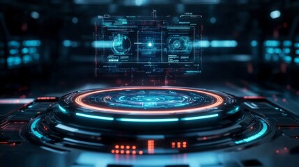 Futuristic Holographic Interface in Sci-Fi Setting