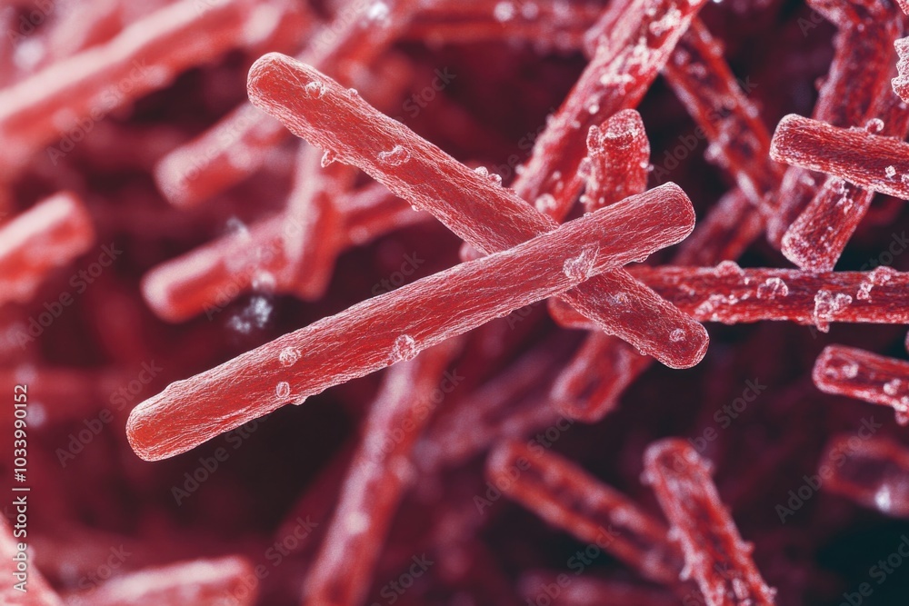 Poster A cluster of bright red sticks photographed in tight focus, ideal for highlighting small details or adding a pop of color to designs