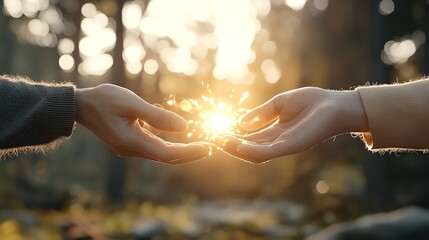 Obraz premium Healing energy flowing through hands over a person, natural therapy scene, 3D illustration