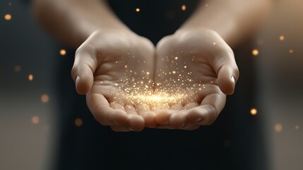 Healing hands hovering over a person, energy therapy, 3D illustration