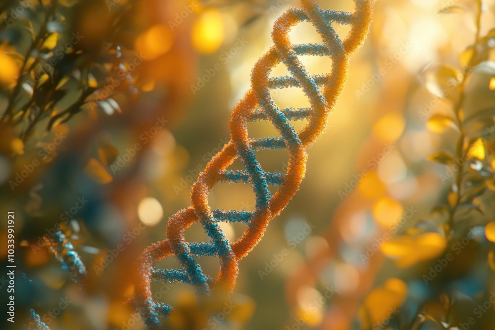 Aufkleber a high-magnification view of a single dna strand, highlighting its helical structure and molecular c