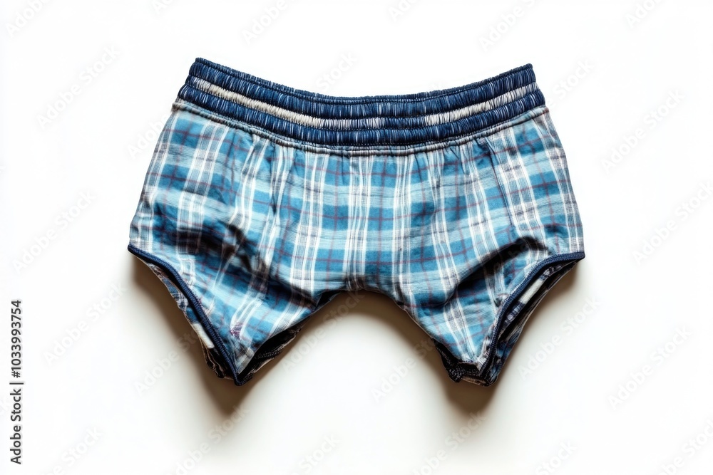 Poster close-up shot of a pair of shorts lying on a clean white surface, ready for use or inspection