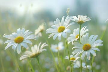 Fototapeta premium Daisies On Field - Abstract Spring Landscape