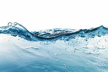 Water wave isolated on a white background, water splash, blue water liquid, fresh, clean, and clear background, 