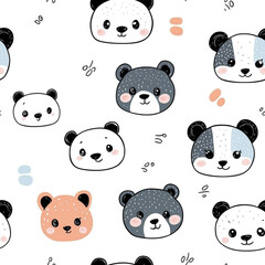 A set of cartoon bear faces with a white background. The bears are smiling and appear to be happy. 
