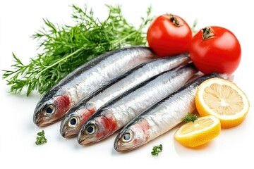 A group of fish swimming near a sliced lemon, perfect for food or beverage-related concepts