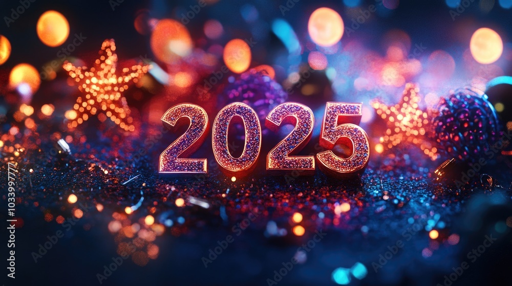Poster A close-up shot of a number with bright lights illuminating the background, suitable for use in designs and presentations that require attention-grabbing visuals