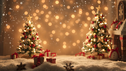 Obraz premium Christmas background with Christmas tree and decorations