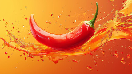 Digital art illustration of hot red chili pepper. Abstract background graphics