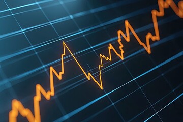Dynamic financial chart showing upward trend with vibrant orange line on a dark background, symbolizing growth and investment.