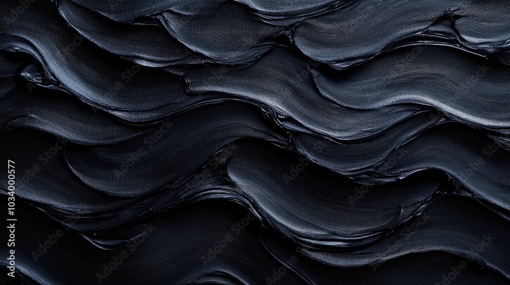 Poster A close-up view of a wavy pattern on a dark background, ideal for use in designs where texture and color are important