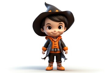 3D cute kid halloween costume cartoon.