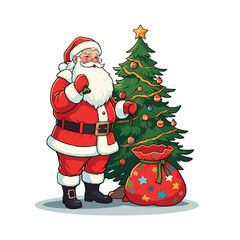 Merry Christmas card with santa claus illustartion Christmas theme with Santa