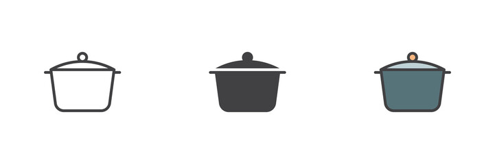 Cooking pan different style icon set