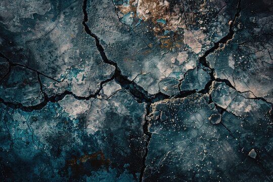 A close-up view of a crack in the ground, often found in dry or cracked earth