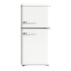 Elegant white refrigerator with a classic design, perfect for modern kitchens and adding a stylish touch to any home.