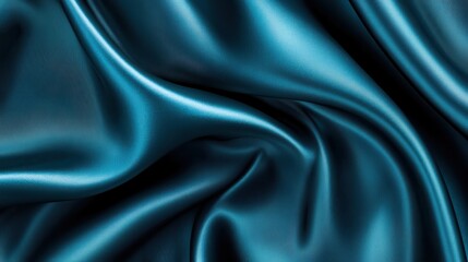 Obraz premium Rich turquoise silk fabric displays elegant and sinuous folds, capturing the light and providing a stunning display of fluidity and luxury.