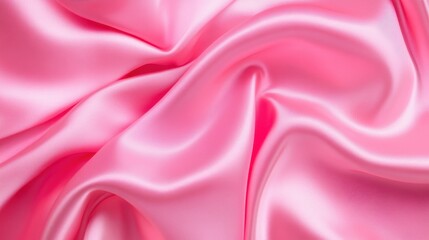 Fototapeta premium Soft pink silk fabric with elegantly draped folds, offering a refined and delicate appearance, embodying grace and timeless style.