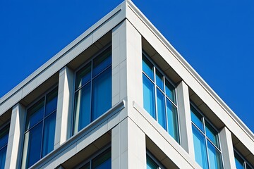 Modern Building Facade with Windows and Blue Sky