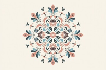 Soft Pastel Floral Pattern - Symmetrical Decorative Design Home Decor, Textiles, Modern Interior Aesthetics