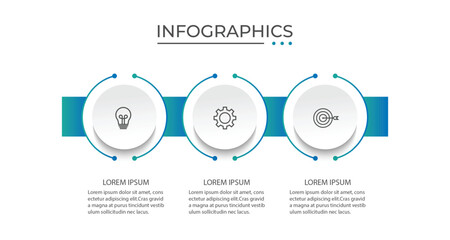 Vector infographic label design with circle infographic template design and 3 options or steps.
