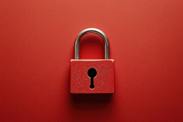 Naklejka premium A red padlock sitting on a red surface, with no other objects in sight