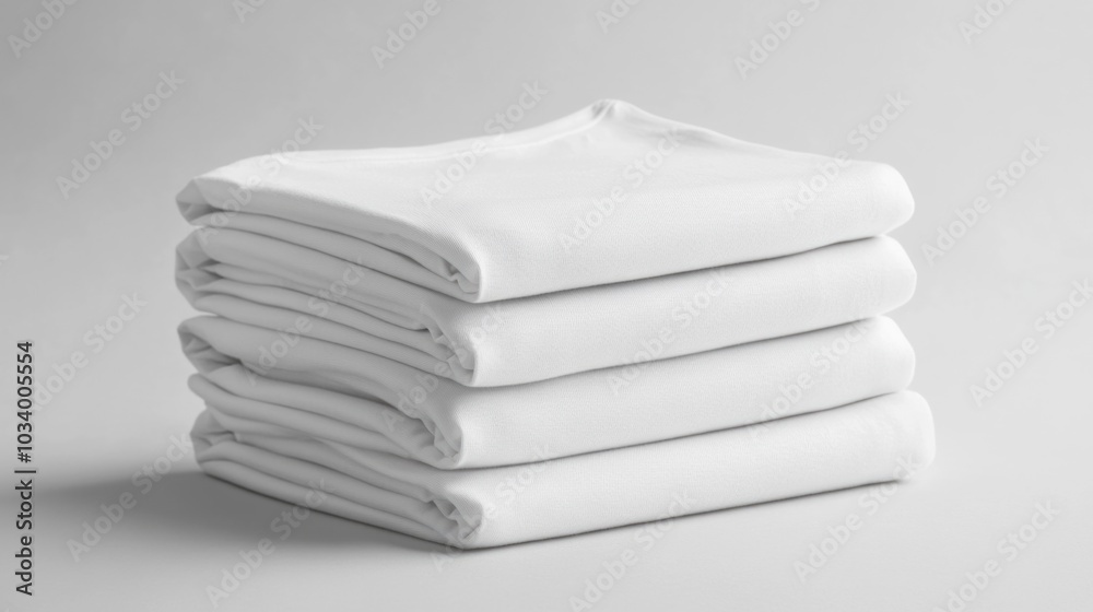 Aufkleber Stack of white folded towels arranged neatly on a table