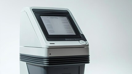 USA election vote 2024 Close-up of electronic voting machine, minimalist design, futuristic tones, isolated on white background