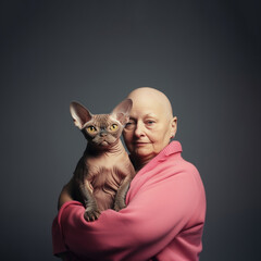 Obraz premium Portrait of a woman and animal pet.