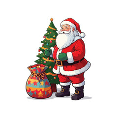 Merry Christmas card with santa claus illustartion Christmas theme with Santa