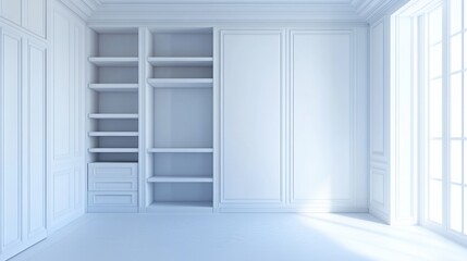 Fototapeta premium A simple empty room with white walls and floor