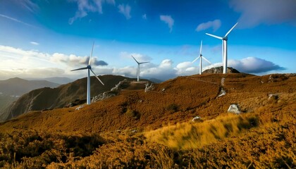 wind turbines in the mountains