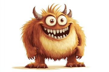 Fototapeta premium A cute furry creature with large teeth, perfect for use in illustrations, cartoons, or horror-themed designs