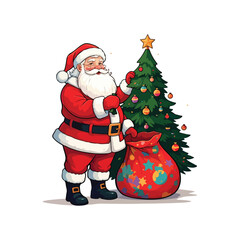 Merry Christmas card with santa claus illustartion Christmas theme with Santa