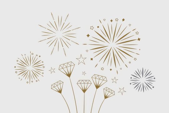 Modern Minimalist Fireworks Diamond Illustration Celebrations - Elegant Design Event Invitations, Party Decor, Promotional Materials
