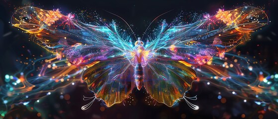 Vibrant Butterfly with Colorful Sound Waves