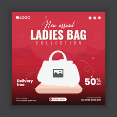 New arrival product sale social media post design  or vanity bag sale banner template