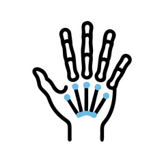 Obraz premium Hand Anatomy Icon: Stylized Skeletal Hand with Blue Joints