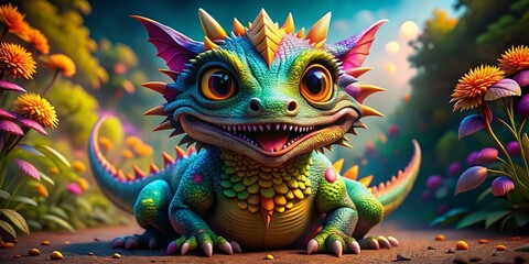 Colorful Cartoon Dragon Monster Concepts in Various Poses for Fantasy Illustrations