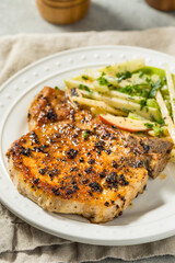 Warm Grilled Pork Chops and Apple Slaw