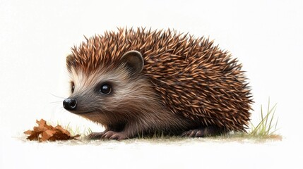 A hedgehog sits on the ground, looking around